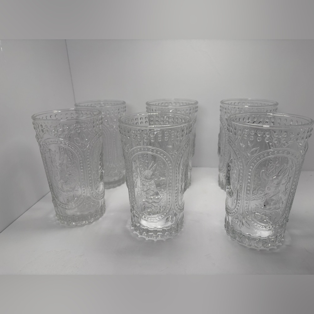 Tabla Home Clear Hobnail Rabbit Glasses Spring 16oz Set Of 6 Cottage Whimsical